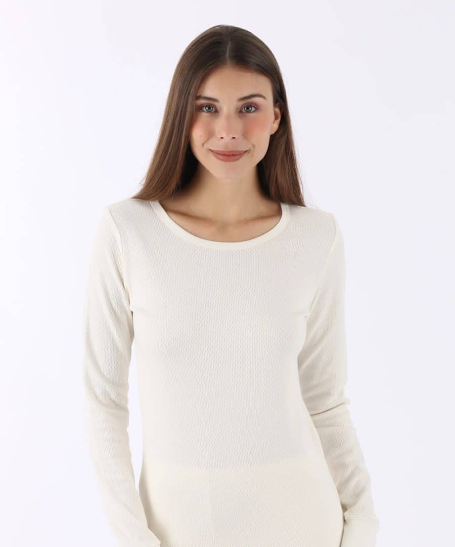COTTONIQUE Thermal Long Sleeve Tee For Women Black/ White