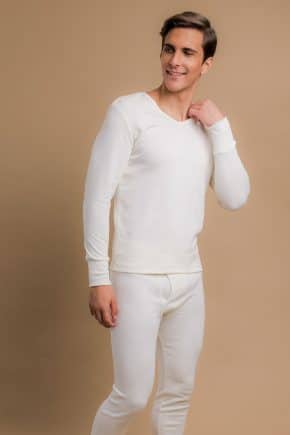 COTTONIQUE<br> Thermal Long Sleeve Tee For Men<br> Black/ White