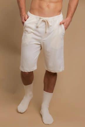 COTTONIQUE<br> 男裝有機棉及膝短褲<br>白色